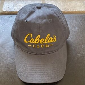 Cabela’s grey Embroidered Logo ball Cap hat- gold embroidery-One Size